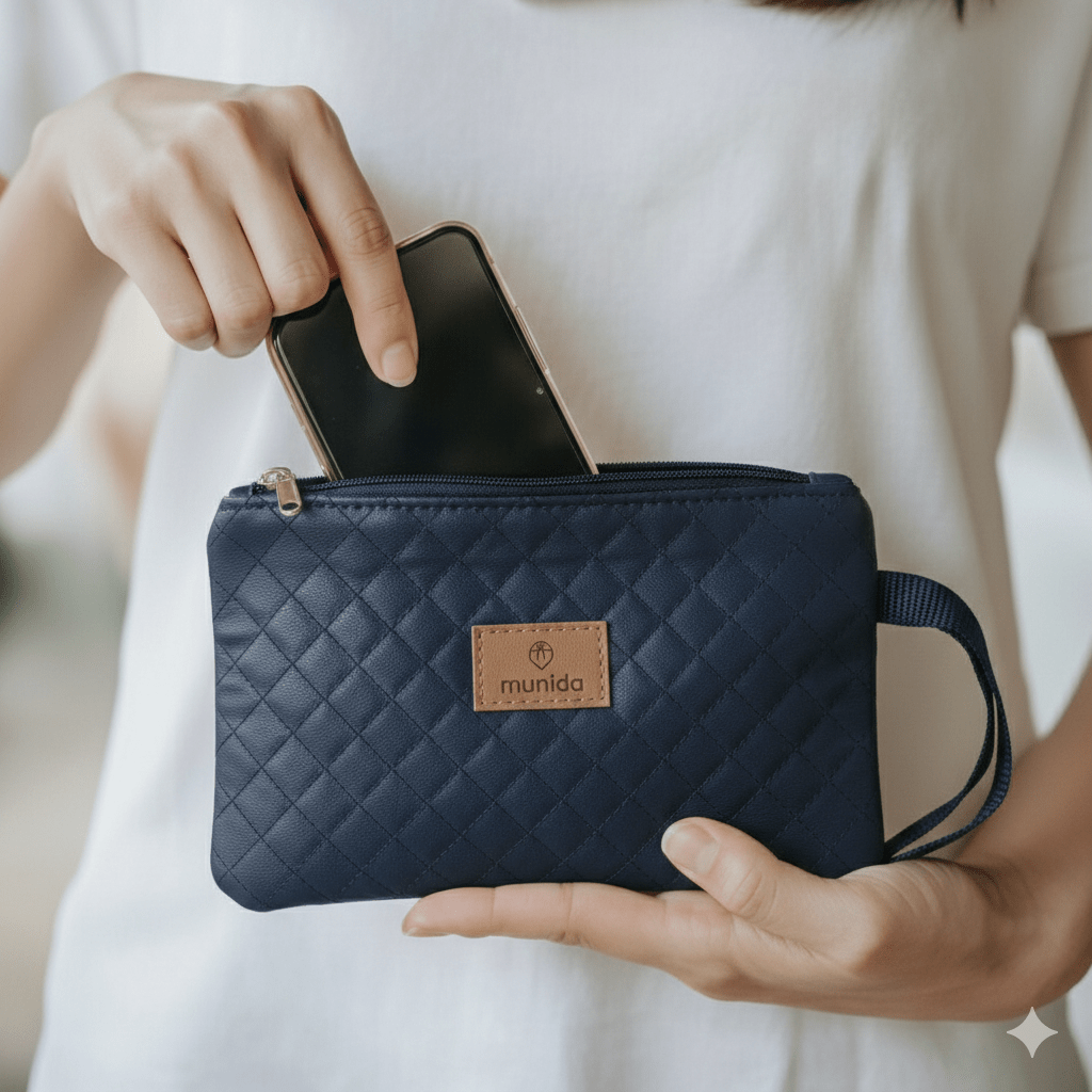 Carteirinha de Mão Matelassê Azul