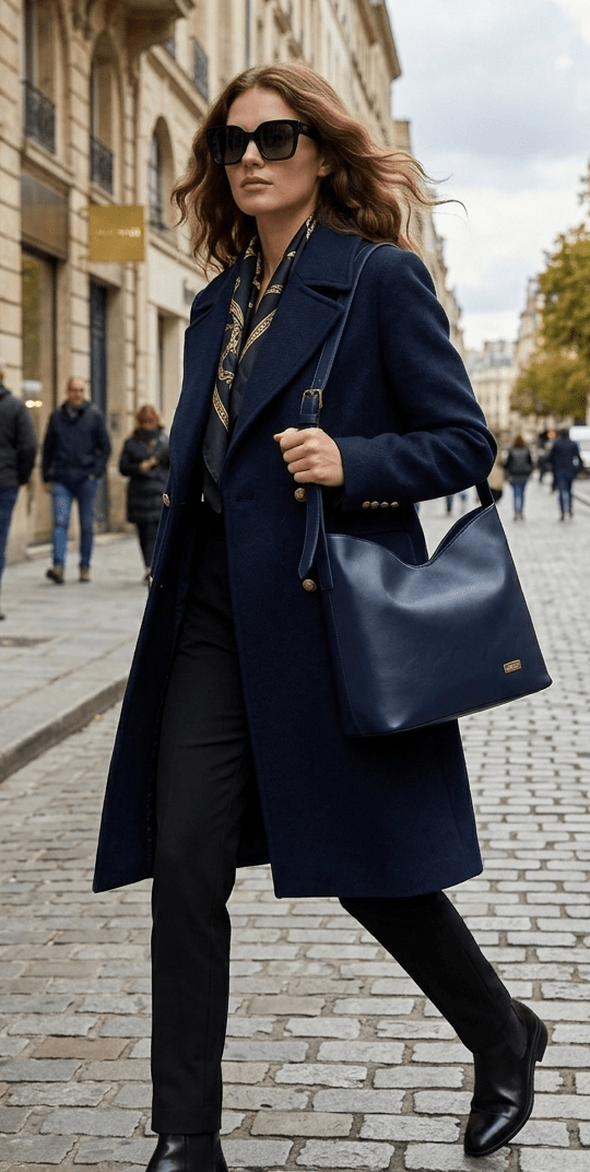 Bolsa Ibiza em Couro Azul Marinho