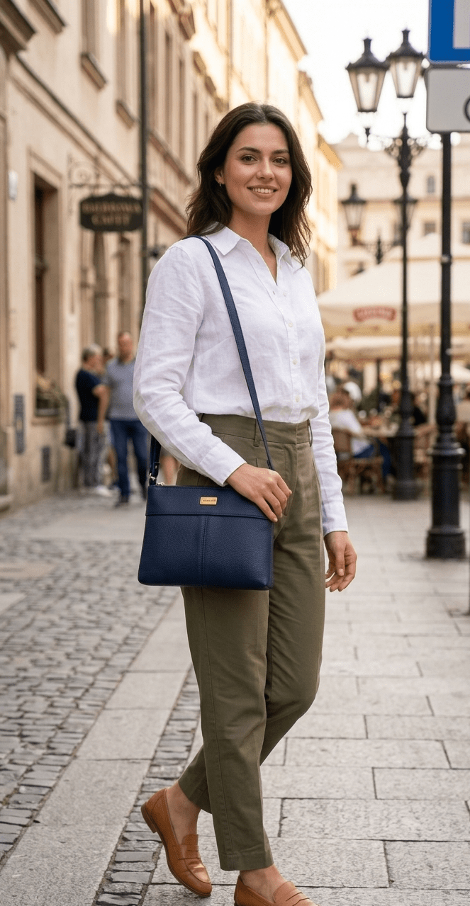 Bolsa Lateral Feminina Em Couro Legítimo