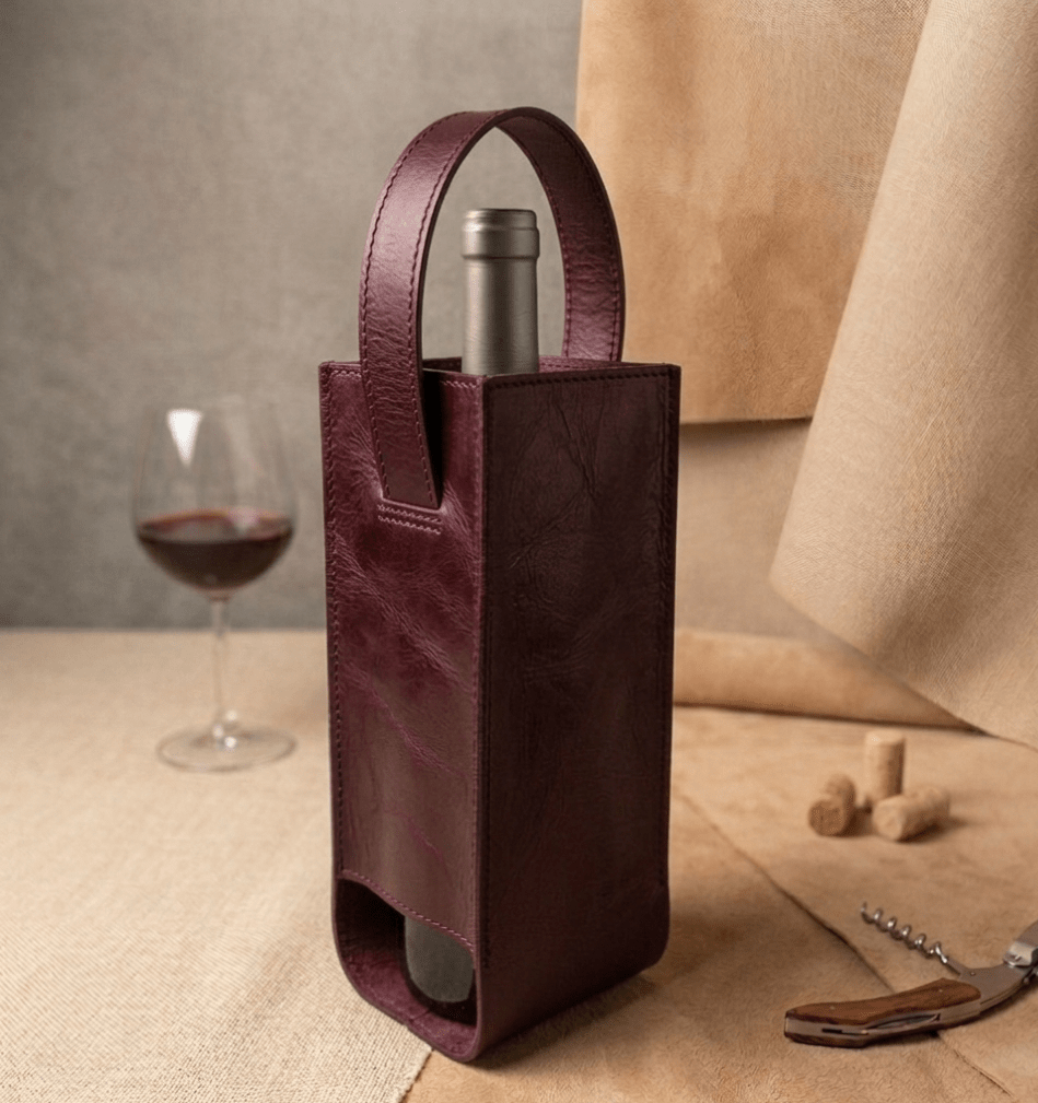 Porta Vinho em Couro Legitimo