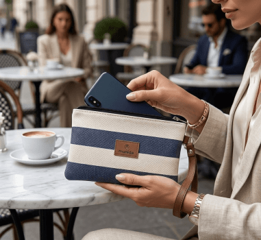 Carteirinha de Mão Listra azul