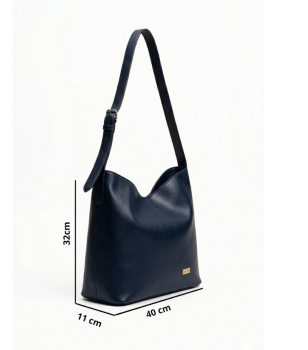 Bolsa Ibiza em Couro Azul Marinho