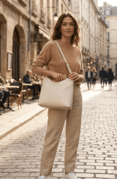 Bolsa Ibiza em Couro Off White