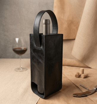 Porta Vinho em Couro Legitimo 
