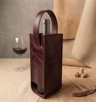 Porta Vinho em Couro Legitimo 