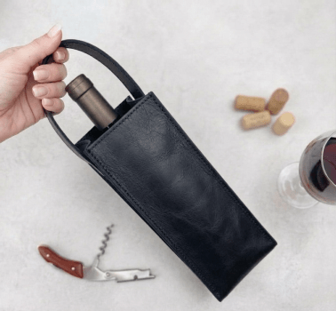 Porta Vinho em Couro Legitimo 