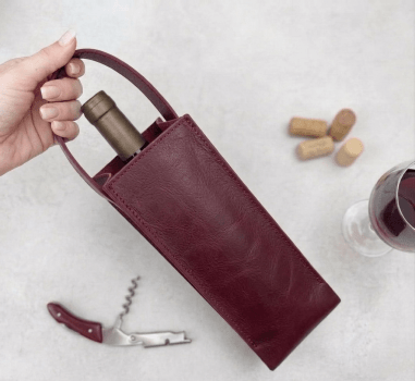 Porta Vinho em Couro Legitimo 