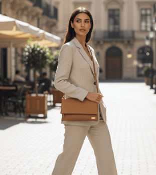 Bolsa Transversal Clutch Trice Caramelo