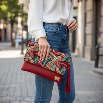 Bolsa Transversal Clutch Vermelha Milão Bolsa Transversal Clutch Vermelha Milão