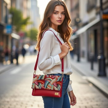 Bolsa Transversal Clutch Vermelha Milão Bolsa Transversal Clutch Vermelha Milão