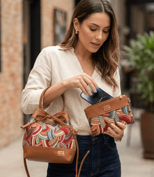 Kit Bolsa Saco 2 Peças Cacau Milão