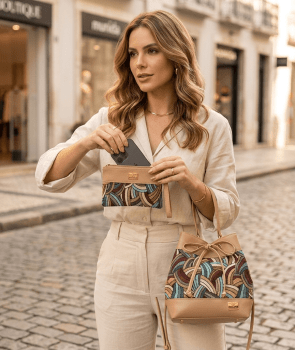 Kit Bolsa Saco 2 Peças Creme Nuance 