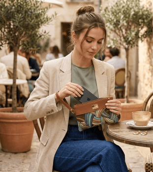 Kit Bolsa Transversal Clutch 2 Peças Cacau Nuance